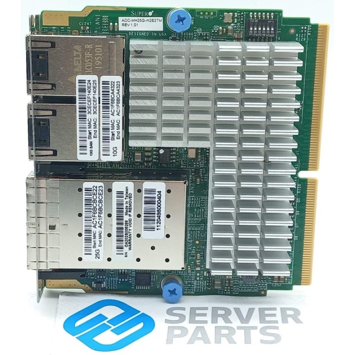 Supermicro Quadport NIC 2x25GbE SFP28 2x10GbE RJ45 SIOM 1U Bracket AOC-MH25G-m2S