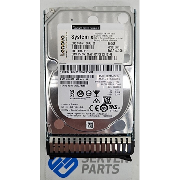 Lenovo 500GB SATA 6G SFF ThinkServer Gen5 FRU 00AJ137