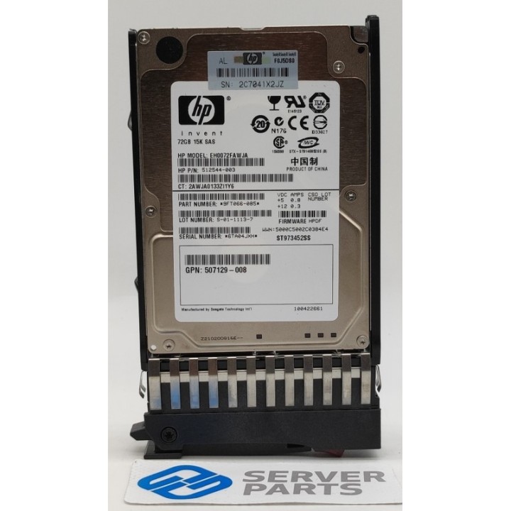 HP 72GB 15K SAS 6G SFF DP 512743-001