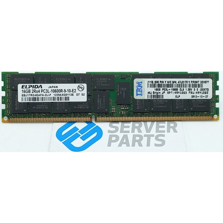 IBM 16GB DDR3 PC3L-10600R ECC RDIMM 49Y1565