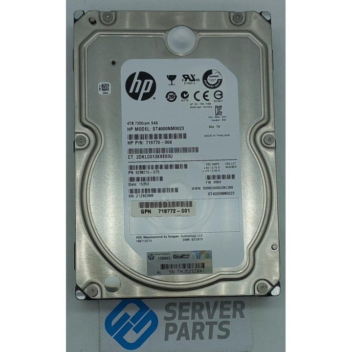HP 4TB 7.2K SAS 6G 3.5" 719770-004 utan vagga