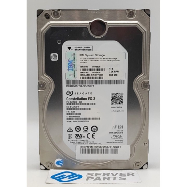 IBM 4TB 7.2K SAS 6G 3.5" 00Y2426 utan vagga