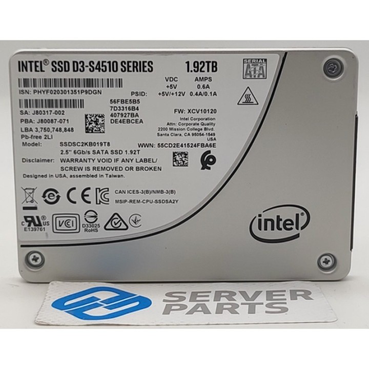 Intel DC-S4510 1.92TB SATA 6G SSD SSDSC2KB019T8