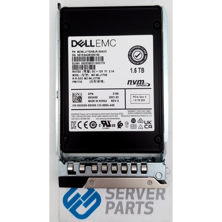 Dell 1.6TB SSD NVMe U.2 2.5" MU 6GK00
