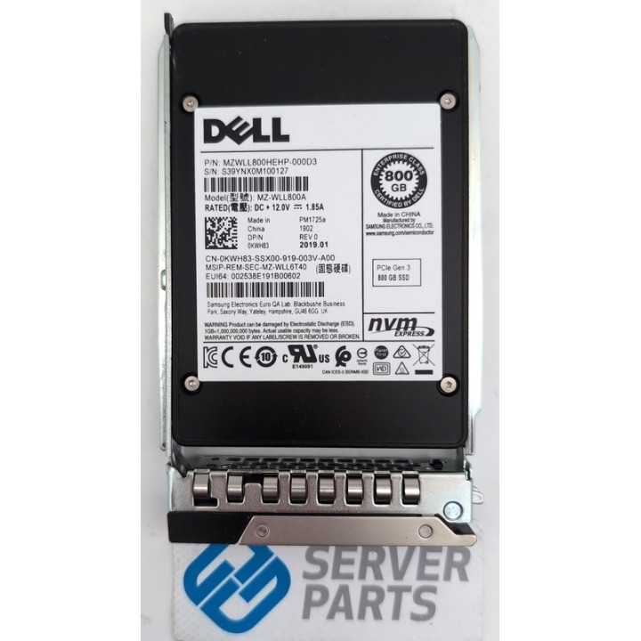 Dell 800GB SSD NVMe U.2 2.5" MU Gen14 KWH83