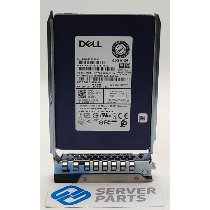 Dell 480GB SSD SATA 6G SFF Gen14 D35F3