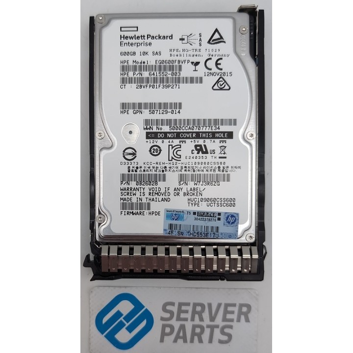 HP 600GB 10K SAS 6G SFF 653957-001