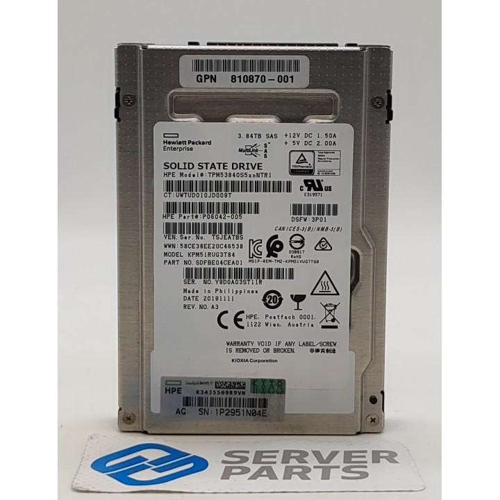 HPE 3.84TB SSD SAS 12G 2.5" P06042-005 utan vagga
