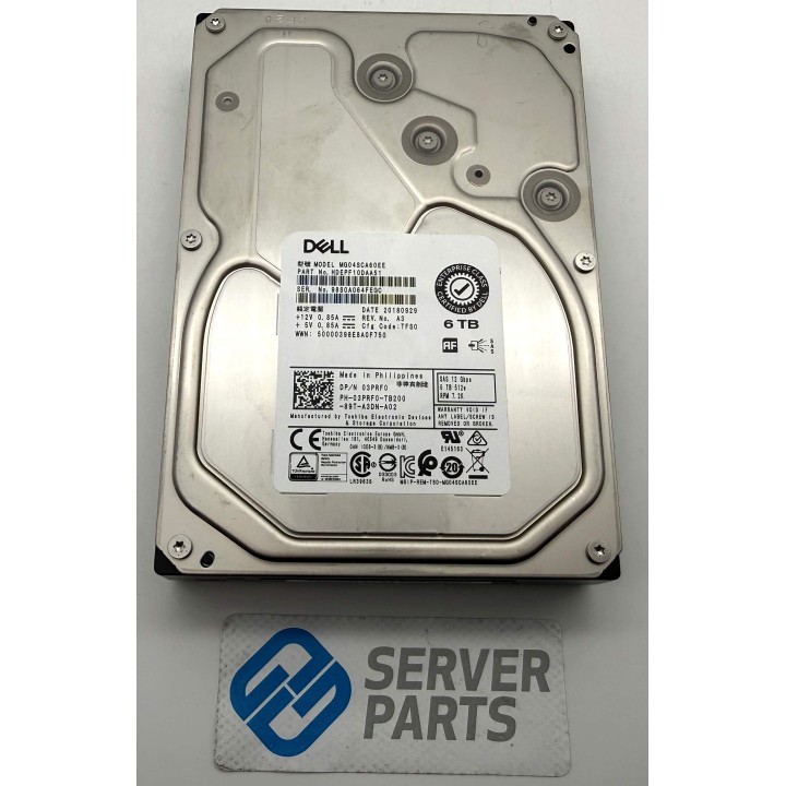Dell 6TB 7.2K SAS 12G 3.5" 3PRF0 utan vagga