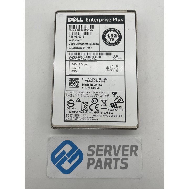 Dell Enterprise Plus 1.92TB SAS SSD 12G SFF Y2M2R Utan vagga