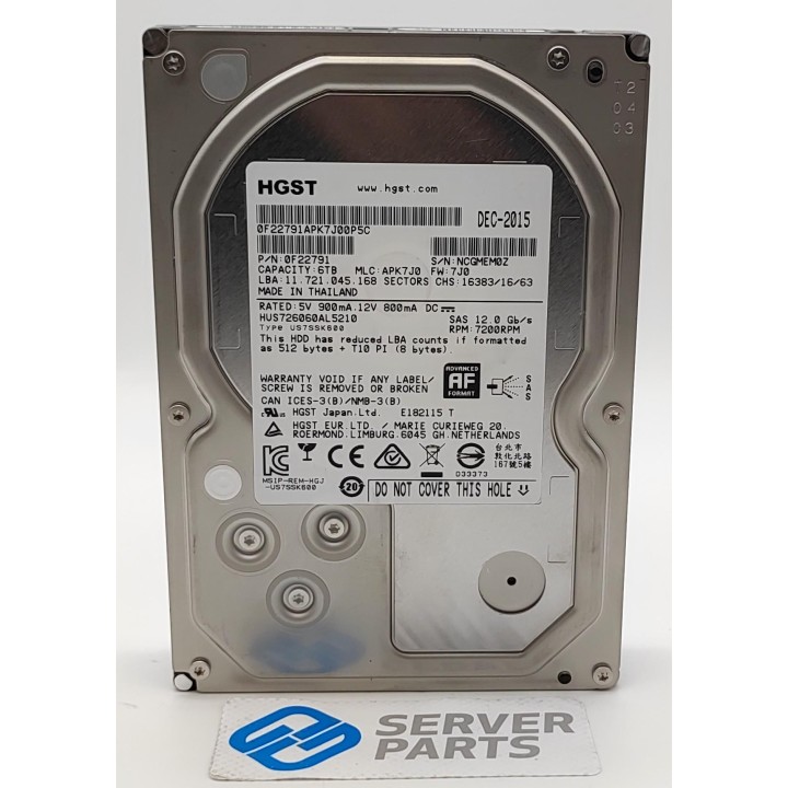 HGST 6TB 7.2K SAS 12G 3.5" HUS726060AL5210