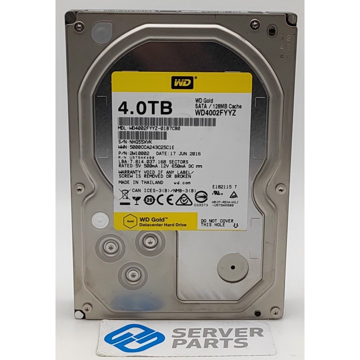 WD Gold 4TB 7.2K SATA 6G 3.5" WD4002FYYZ