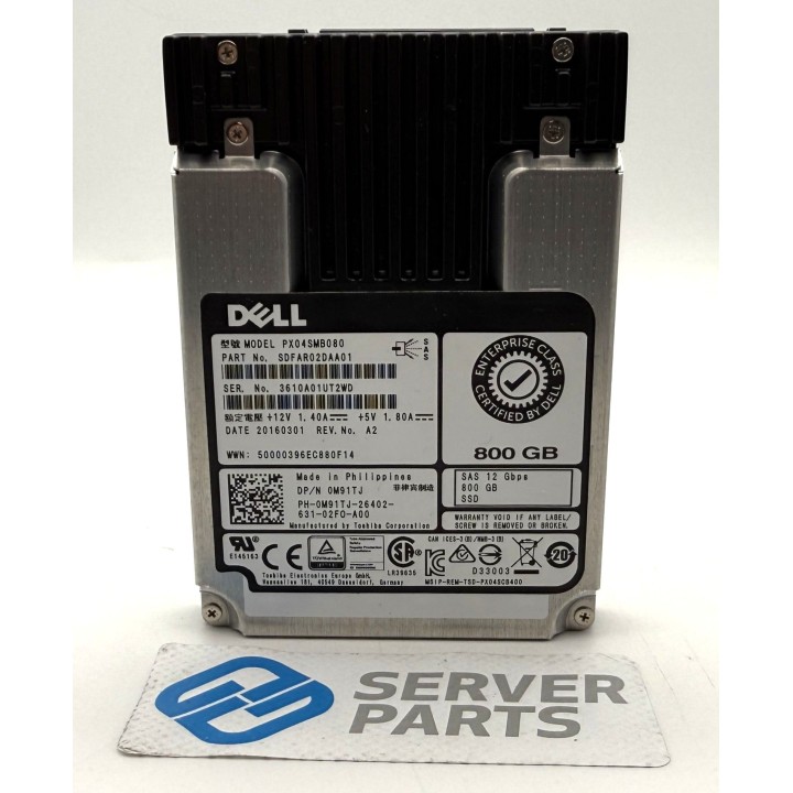 Dell 800GB SSD SAS 12G 2.5" M91TJ utan vagga