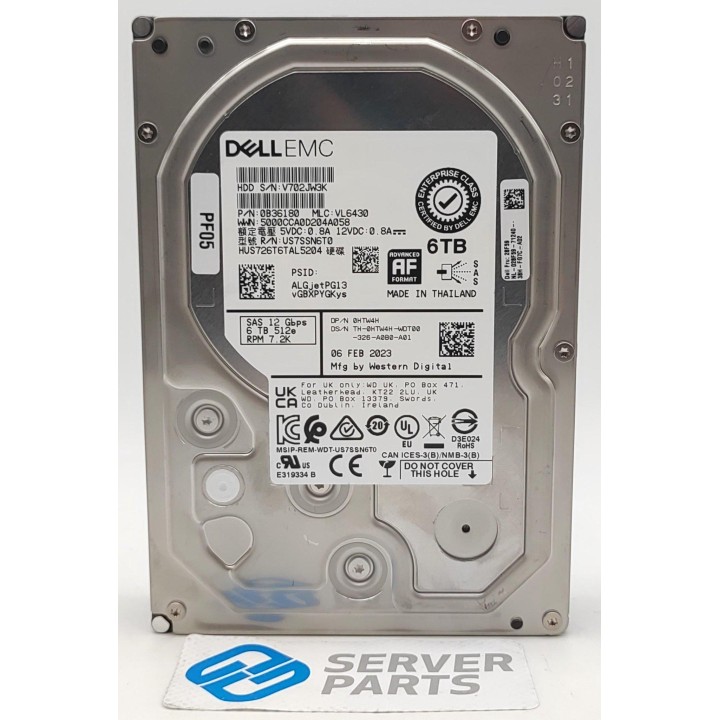 Dell 6TB 7.2K SAS 12G 3.5" HTW4H utan vagga