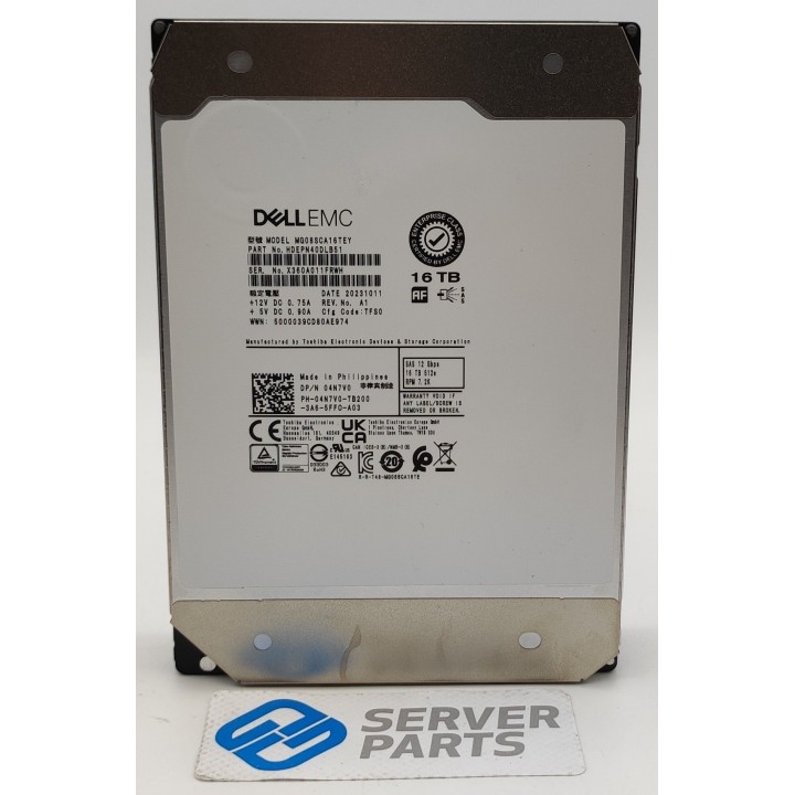 Dell 16TB 7.2K SAS 12G 512e 3.5" 4N7V0 utan vagga