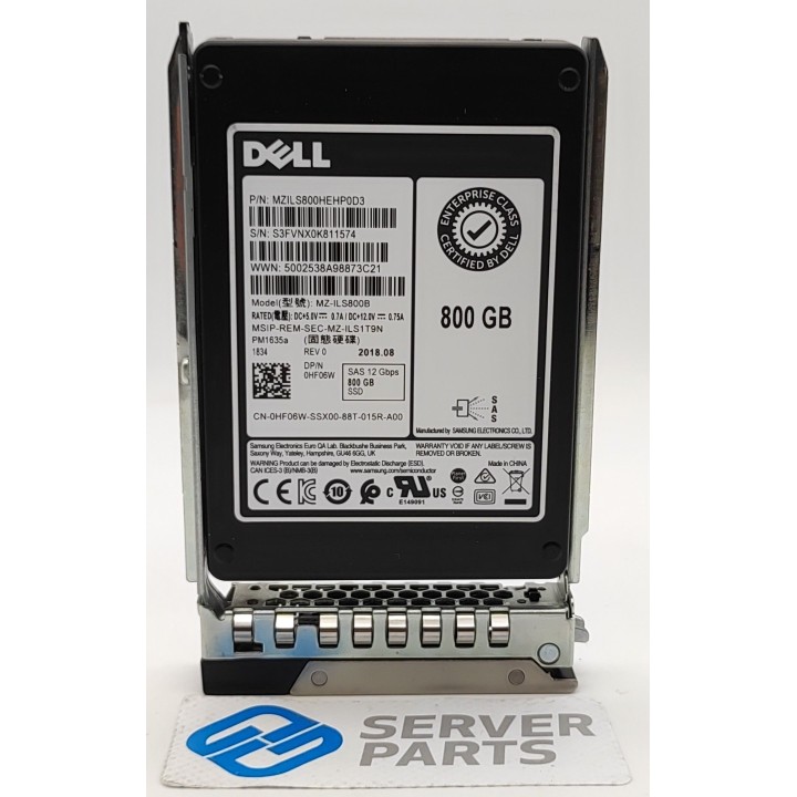 Dell 800GB SSD SAS 12G SFF Gen14 HF06W