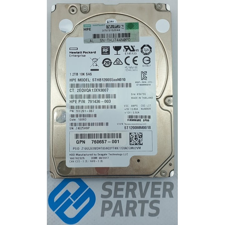 HPE 1.2TB 10K SAS 12G 2.5" 792436-003 utan vagga