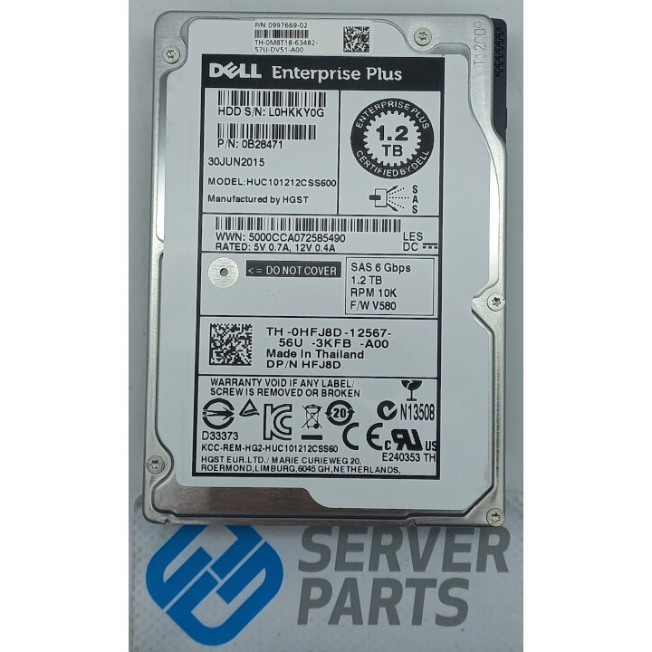 Dell 1.2TB 10K SAS 6G 2.5" HFJ8D utan vagga