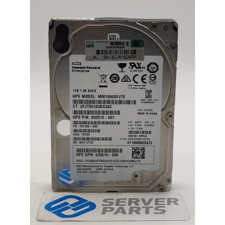 HP 1TB 7.2K SATA 6G Gen8 2.5" 656108-001 utan vagga