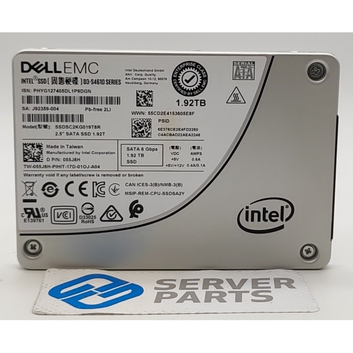 Dell 1.92TB SSD SATA 6G 2.5" 55J8H utan vagga