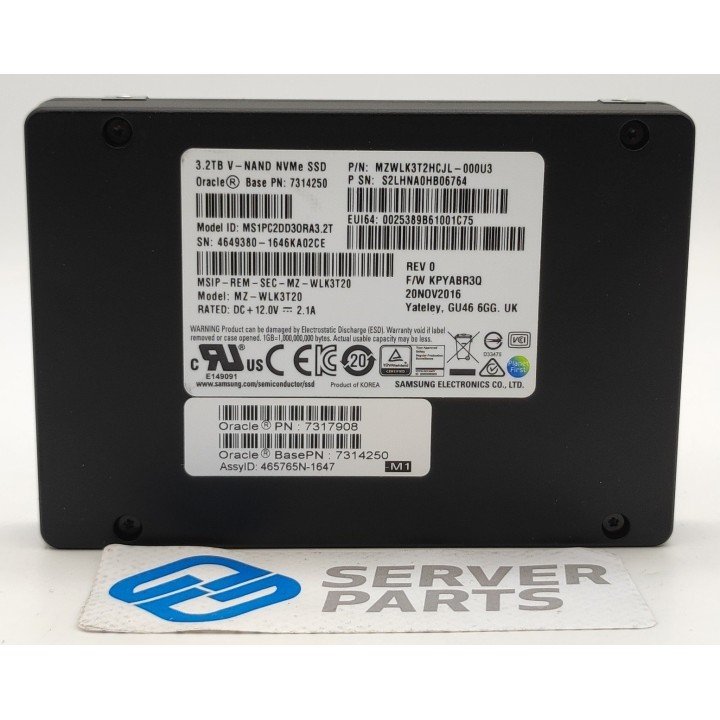 Oracle Samsung 3.2TB SSD U.2 NVMe 2.5" 7317908