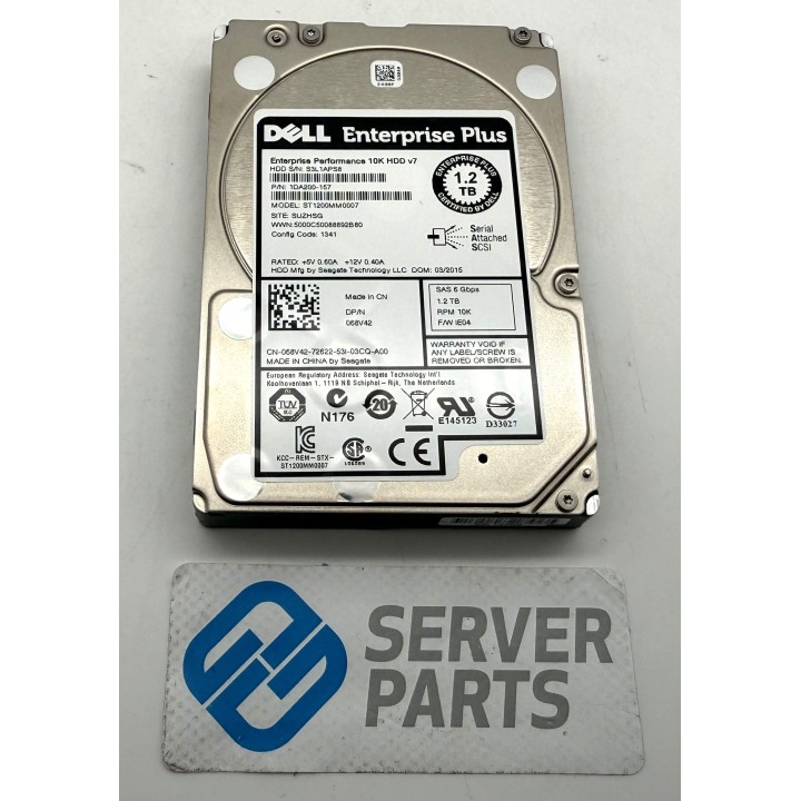 Dell 1.2TB 10K SAS 6G SFF 68V42 utan vagga