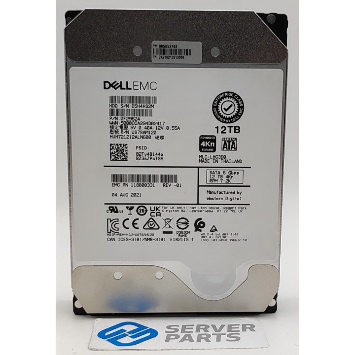 Dell EMC 12TB 7.2K SATA 6G 3.5" 118000331 utan vagga