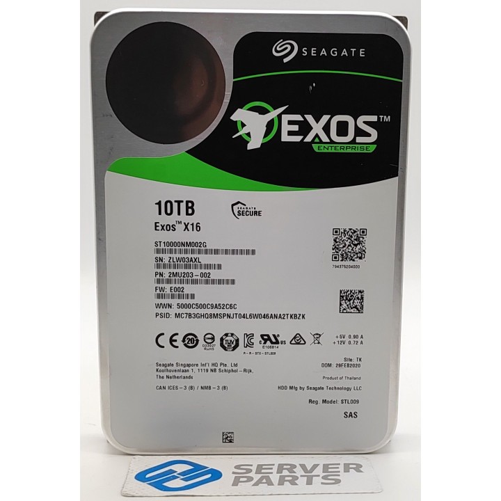 Seagate Exos X16 10TB 7.2K SAS 12G 3.5" ST10000NM002G