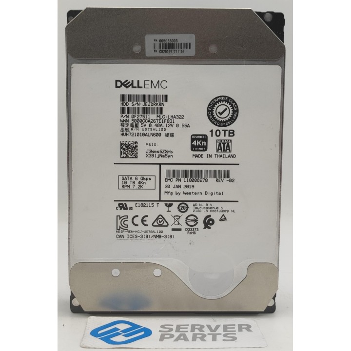 Dell EMC 10TB 7.2K SATA 6G 3.5" 118000278 utan vagga