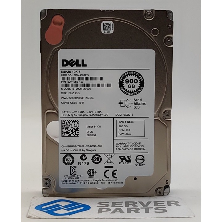 Dell 900GB 10K SAS 6G 2.5" 2RR9T utan vagga