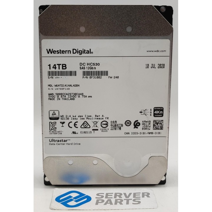 WD DC HC530 14TB 7.2K SAS 12G 3.5" WUH721414AL4204