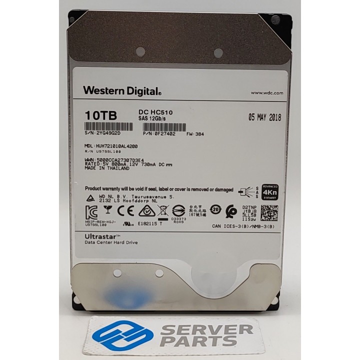 WD DC HC510 10TB 7.2K SAS 12G 3.5" HUH721010AL4200