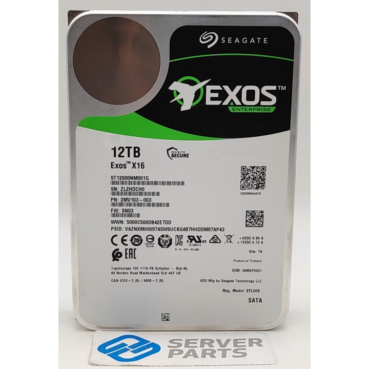 Seagate Exos X16 12TB 7.2K SATA 6G 3.5" ST12000NM001G