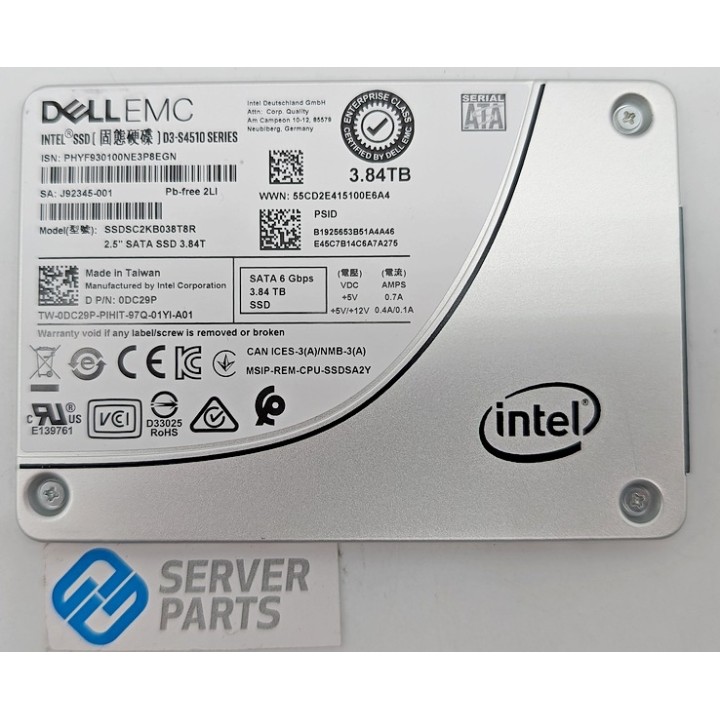 Dell 3.84TB SSD SATA 6G DC29P utan vagga