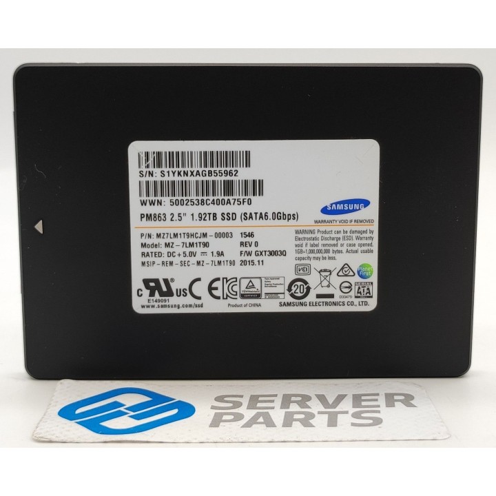 Samsung PM863 1.92TB SSD SATA 6G 2.5" MZ-7LM1T90