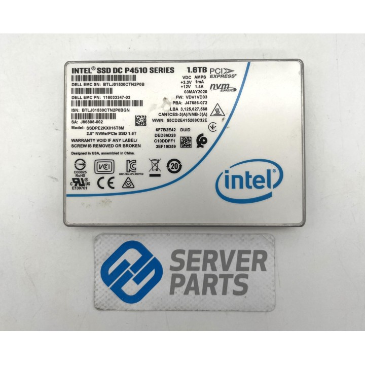 Intel DC-P4510 1.6TB U.2 NVMe SSDPE2KX016T8M