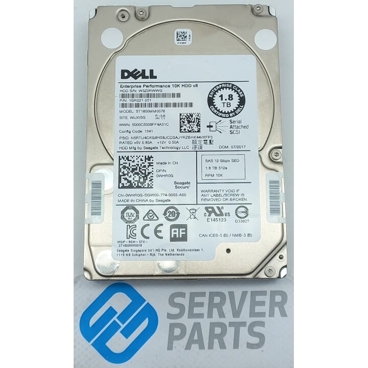 Dell 1.8TB 10K SAS 12G 2.5" WHR0G utan vagga