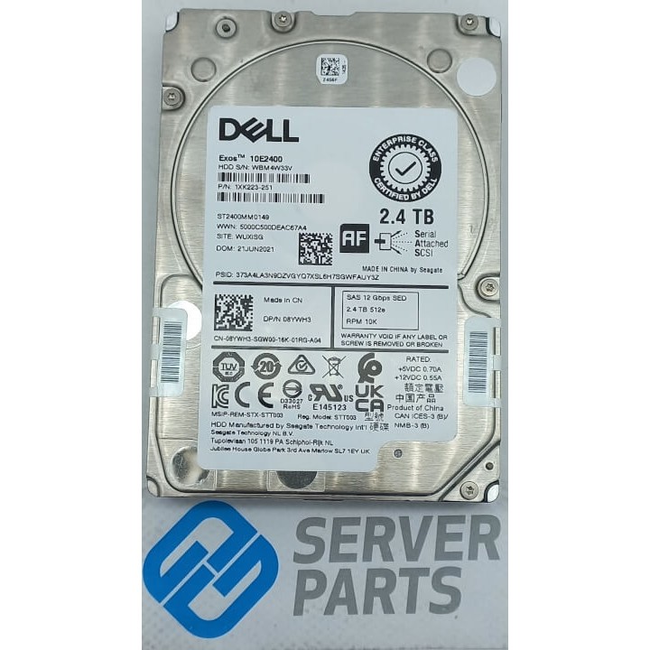 Dell 2.4TB 10K SAS 12G 2.5" 8YWH3 utan vagga