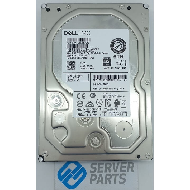 Dell EMC 6TB 7.2K SAS 12G 3.5" 118000623 utan vagga