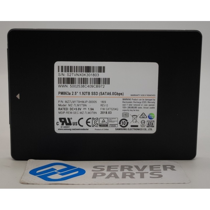 Samsung PM863a 1.92TB SSD SATA 6G 2.5" MZ-7LM1T9N