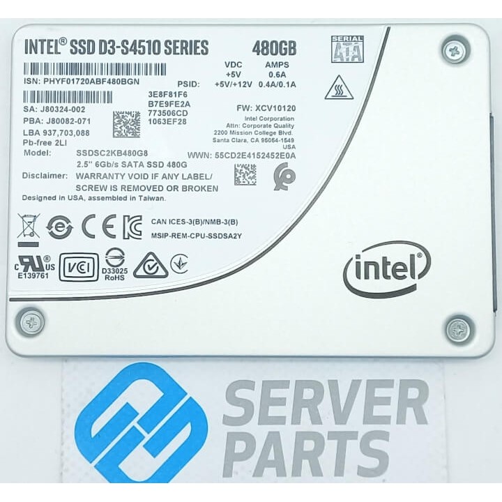 Intel D3-S4510 480GB SSD SATA 6G 2.5" SSDSC2KB480G8