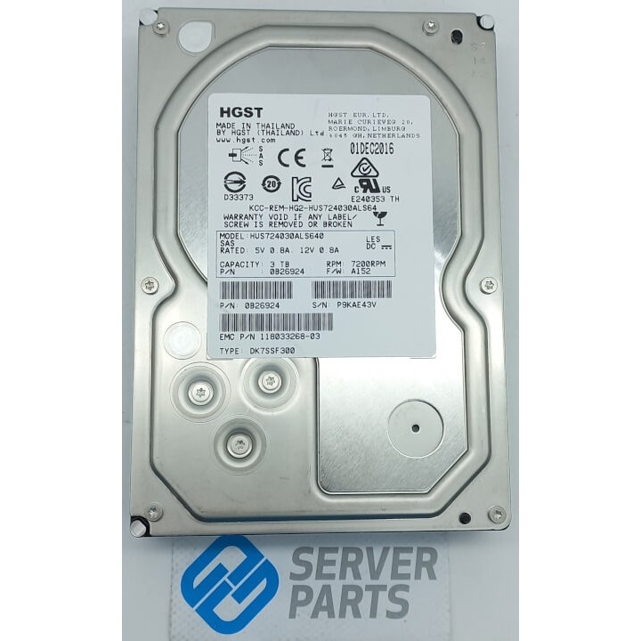 HGST 3TB 7.2K SAS 6G 3.5" HUS724030ALS640