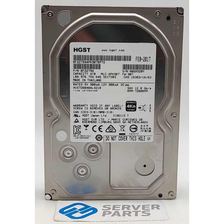 HGST 4TB 7.2K SAS 12G 3.5" HUS726040AL4210