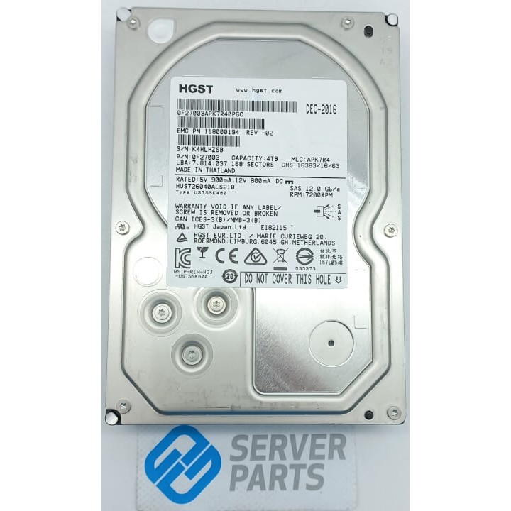 HGST 4TB 7.2K SAS 12G 3.5" HUS726040ALS210