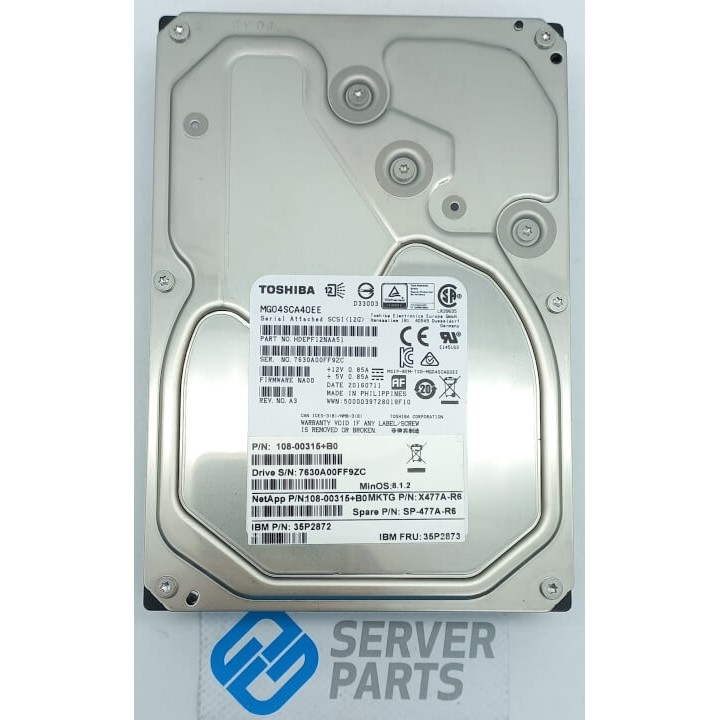 Toshiba MG04 4TB 7.2K SAS 12G 3.5" MG04SCA40EE