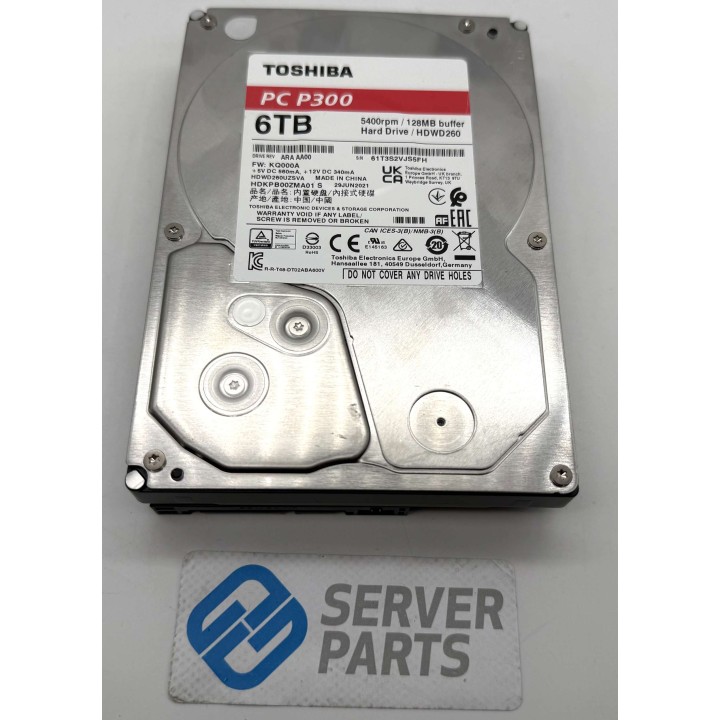 Toshiba PC P300 6TB 5.4K SATA 6G 3.5" HDWD260UZSVA