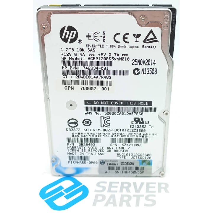 HP 1.2TB 10K SAS 6G 2.5" 742934-001 utan vagga