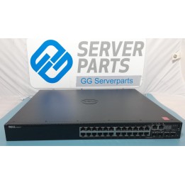 Dell PowerSwitch N3024P 24-port 4x10GbE PoE+ Switch med 2x1100W - NO RACK EARS