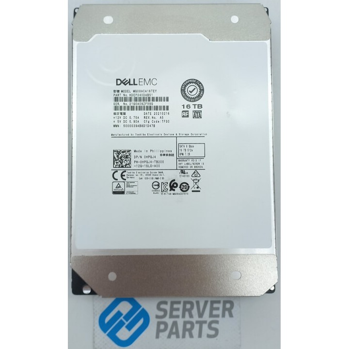 Dell 16TB 7.2K SATA 6G 3.5" 512e HPGJ4 utan vagga