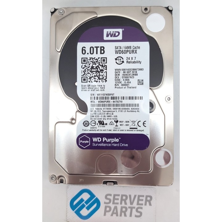 WD Purple 6TB 5.4K SATA 6G 3.5" WD60PURX